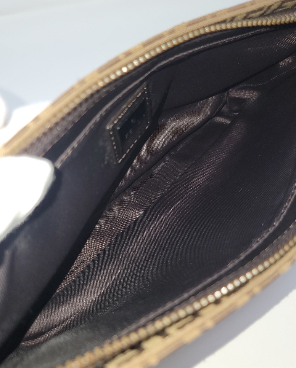 FENDI Zucchino Baguette Canvas Shoulder Bag - Picture 7 of 12